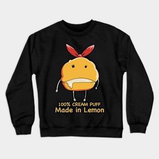 Mashle Anime 100% Made in Lemon Irvine Cream Puff Plush Lucky Charm given to Mash Burnedead in episode 8 Yellow Text Crewneck Sweatshirt